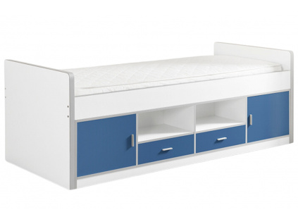 Modrá postel se zásuvkami Vipack Bonny 200 x 90 cm