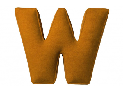 Cihlově oranžový sametový polštář písmeno W 40 cm