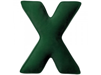 Tmavě zelený sametový polštář písmeno X 40 cm