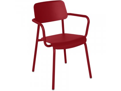 Červená hliníková zahradní židle Fermob Studie s područkami