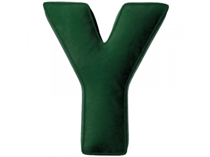 Tmavě zelený sametový polštář písmeno Y 40 cm