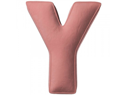 Korálově růžový sametový polštář písmeno Y 40 cm
