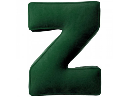 Tmavě zelený sametový polštář písmeno Z 40 cm