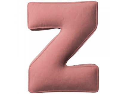 Korálově růžový sametový polštář písmeno Z 40 cm