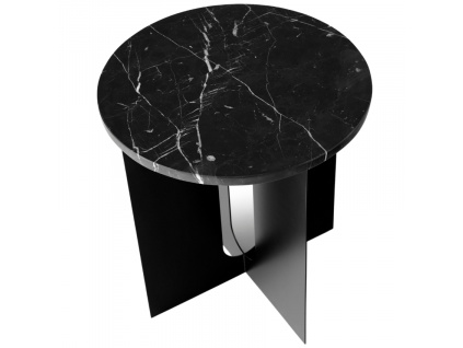 Černý kovový odkládací stolek AUDO ANDROGYNE 40 cm s mramorovou deskou