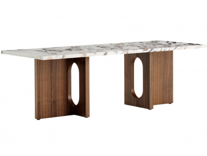 Ořechový konferenční stolek AUDO ANDROGYNE s mramorovou deskou 120 x 45 cm