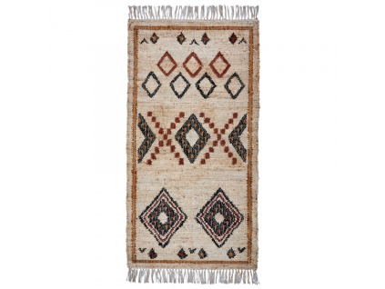 Béžový koberec Kesh 70 x 140 cm s aztéckým vzorem