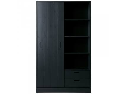 Černá dřevěná skříň Shelpine 200 x 120 cm