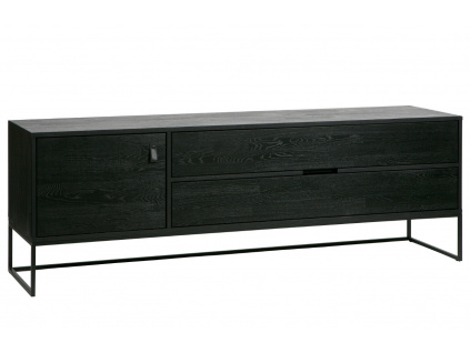 Černý jasanový TV stolek Frax 180 x 40 cm