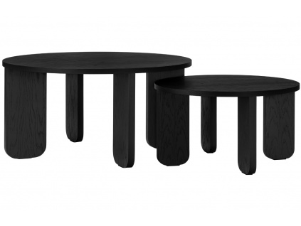 Set dvou černých dubových konferenčních stolků Kuvu 75/55 cm