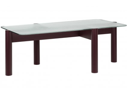 Skleněný konferenční stolek Kob s fialovou podnoží 116 x 61 cm
