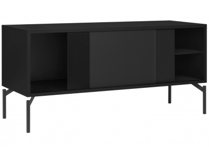 Černý lakovaný TV stolek Met 116 x 42 cm