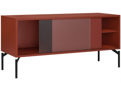 Červený lakovaný TV stolek Met 116 x 42 cm