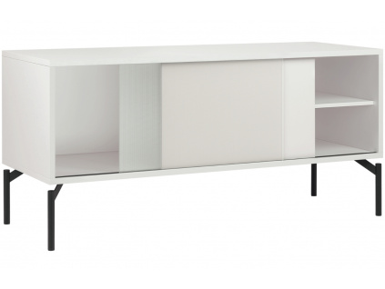 Bílý lakovaný TV stolek Met 116 x 42 cm