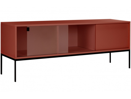 Červený lakovaný TV stolek Met 160 x 42 cm
