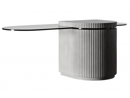 Šedý betonový konferenční stolek Lyon Béton Strut 120 x 60 cm se skleněnou deskou