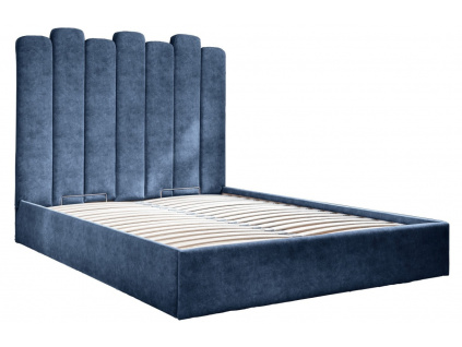 Modrá sametová dvoulůžková postel Miuform Dreamy Aurora 160 x 200 cm
