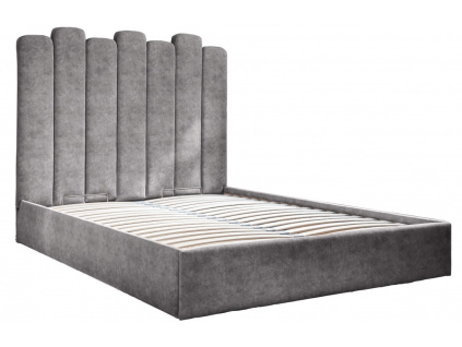 Šedá sametová dvoulůžková postel Miuform Dreamy Aurora 160 x 200 cm