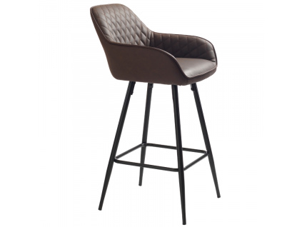 Tmavě hnědá koženková barová židle Unique Furniture Milton 67 cm