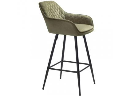 Zelená sametová barová židle Unique Furniture Milton 67 cm