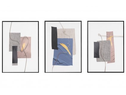 Set tří abstraktních obrazů Somcasa Sew 70 x 50 cm