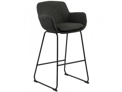 Tmavě šedá látková barová židle Tara 76 cm