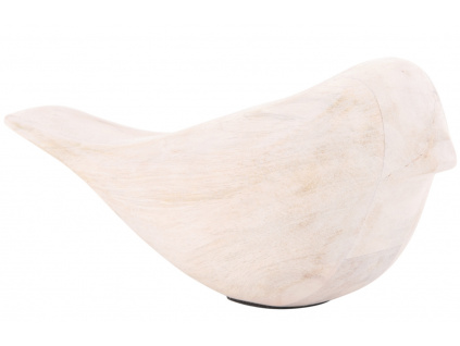 Bílá dřevěná soška Birdes 9,5 cm