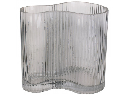 Šedá skleněná váza Lilia 18 cm