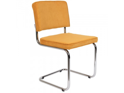 Žlutá manšestrová jídelní židle ZUIVER RIDGE RIB s lesklým rámem848x848 (3)