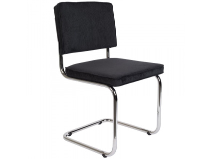 Černá manšestrová jídelní židle ZUIVER RIDGE RIB s matným rámem848x848 (5)
