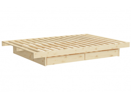Dřevěná dvoulůžková postel Karup Design Kanso 180 x 200 cm s úložným prostorem