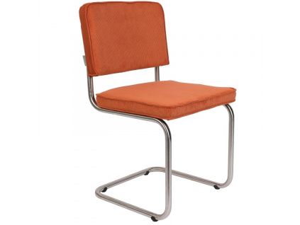 Oranžová manšestrová jídelní židle ZUIVER RIDGE RIB s matným rámem848x848 (26)