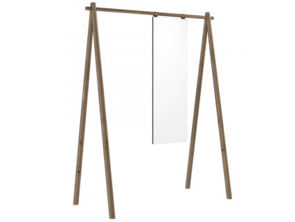 Hnědý dřevěný věšák Karup Design Hongi se zrcadlem 177 x 150 cm
