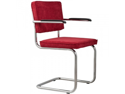 Červená manšestrová jídelní židle ZUIVER RIDGE RIB s područkami848x848 (13)