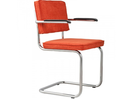 Oranžová manšestrová jídelní židle ZUIVER RIDGE RIB s područkami848x848 (27)