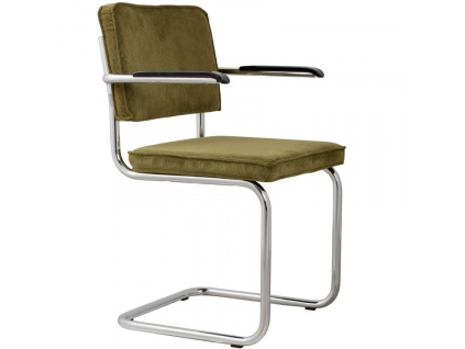 Zelená manšestrová jídelní židle ZUIVER RIDGE RIB s područkami848x848 (4)