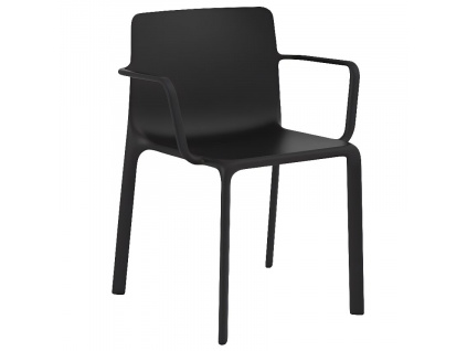 Černá plastová jídelní židle KES s područkami