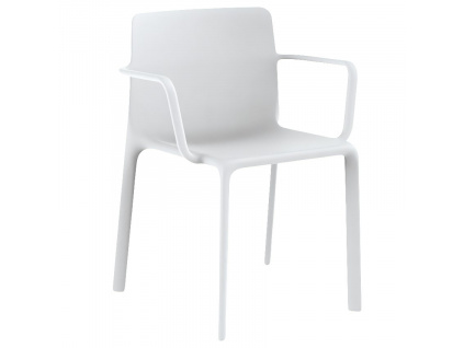 Bílá plastová jídelní židle KES s područkami