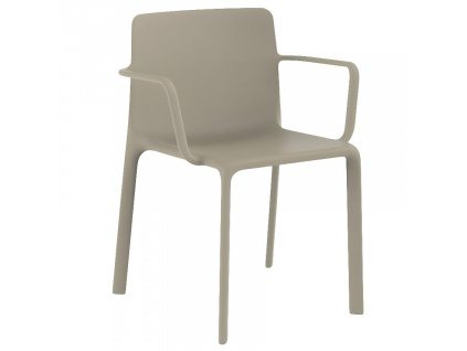 Béžová plastová jídelní židle KES s područkami