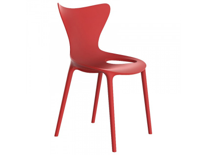 Červená plastová jídelní židle LOVE
