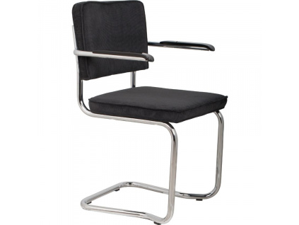Černá manšestrová jídelní židle ZUIVER RIDGE KINK RIB s područkami848x848 (3)