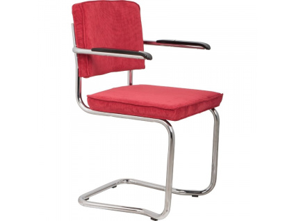 Červená manšestrová jídelní židle ZUIVER RIDGE KINK RIB s područkami848x848 (10)