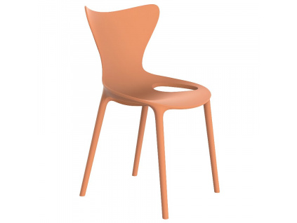 Oranžová plastová dětská jídelní židle LOVE MINI