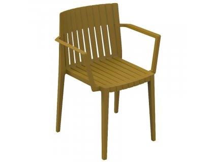 Hořčicově žlutá plastová zahradní židle SPRITZ s područkami
