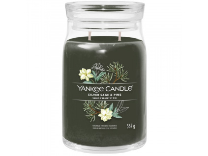 Velká vonná svíčka Yankee Candle Silver Sage & Pine Signature