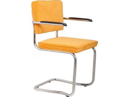 Žlutá manšestrová jídelní židle ZUIVER RIDGE KINK RIB s područkami848x848 (2)