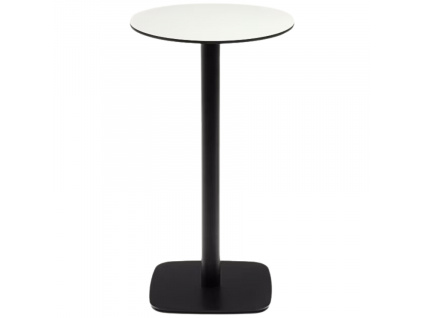 Bílý barový stůl Kave Home Dina 60 cm s černou podnoží