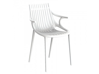 Bílá plastová zahradní židle IBIZA s područkami