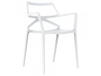 Bílá plastová jídelní židle DELTA s područkami