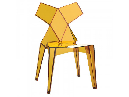 Žluto-oranžová transparentní plastová jídelní židle KIMONO